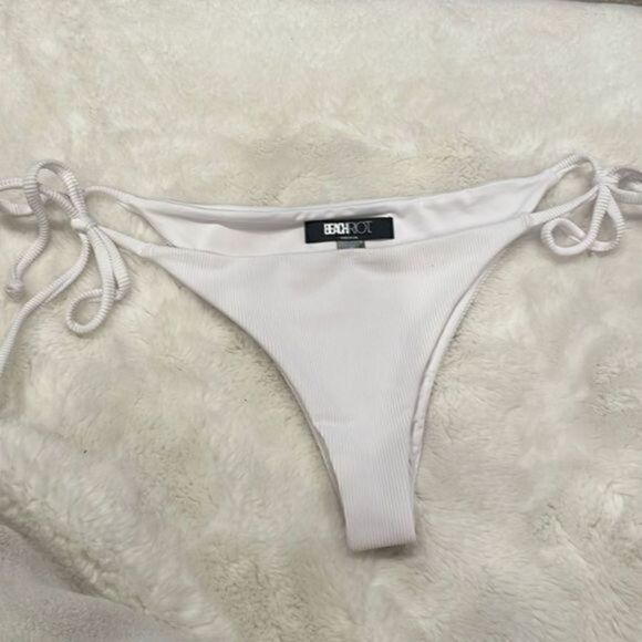 Free People Beach Riot Soliel Bikini Bottoms Ties White Large - Picture 1 of 7